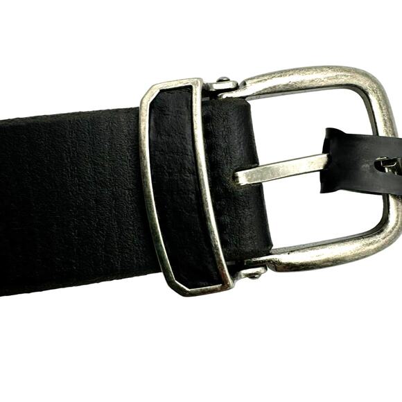 INC | NWT Men's Large 38-40 Black Genuine Leather Western Silver Buckle Belt NEW - Picture 1 of 5